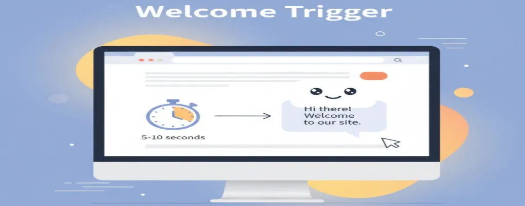 Live chat welcome message greeting new website visitors within seconds to boost engagement and reduce bounce rate.