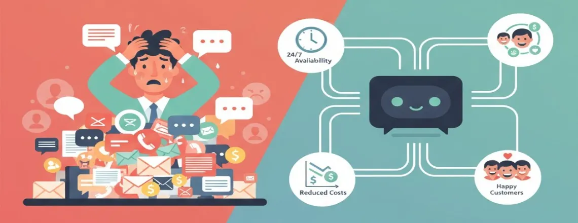 Business benefits of implementing custom chatbot for 24/7 customer support and automation