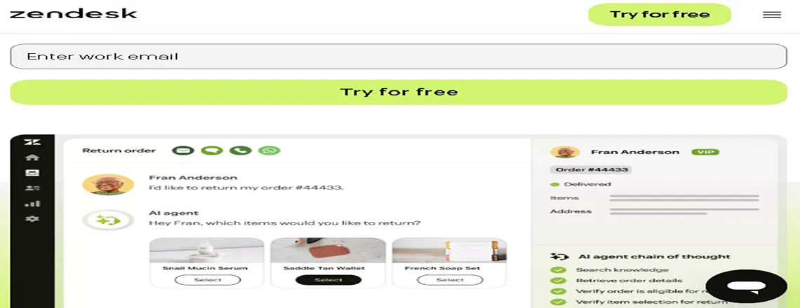 Zendesk customer service and helpdesk software with chatbot automation.