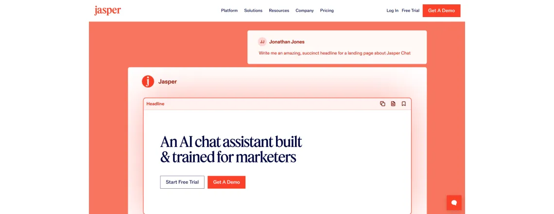 Jasper Chat helps marketers create content faster. Trained for business writing.