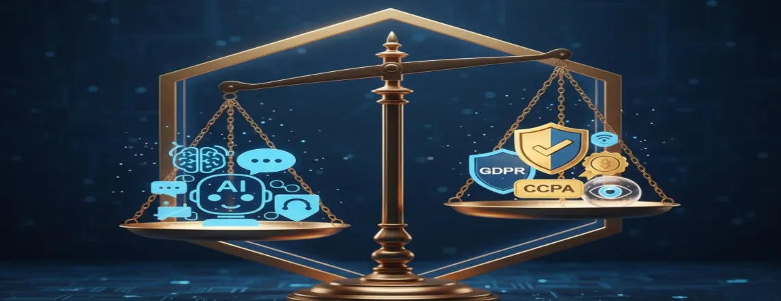 Chatbot compliance with GDPR, CCPA, and ethical AI practices balancing automation with privacy protection